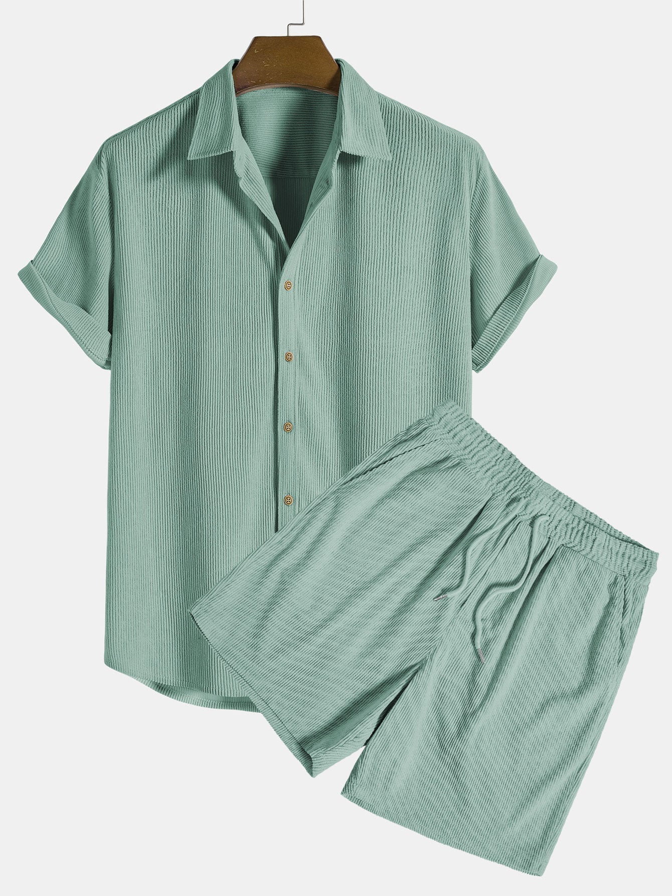 Homme | Ensemble Été Chemise et Short en Polyester-3