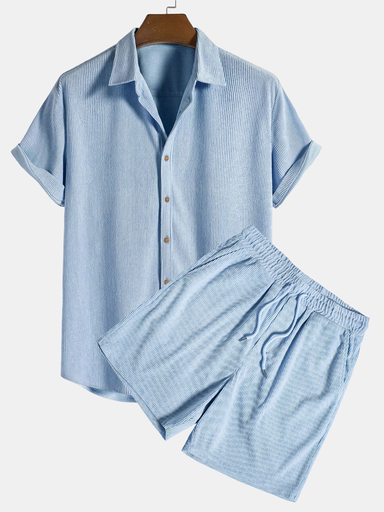 Homme | Ensemble Été Chemise et Short en Polyester-4