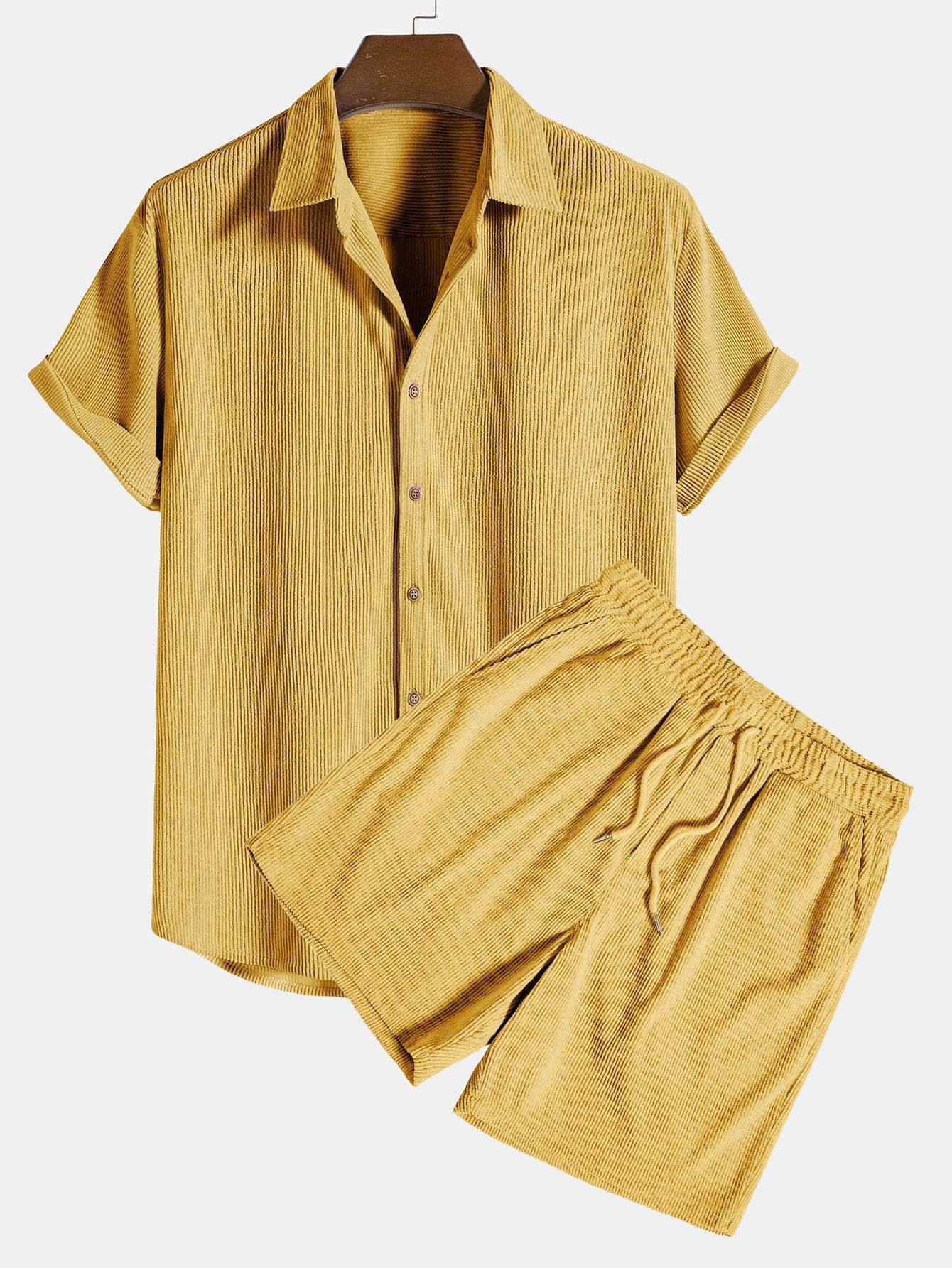 Homme | Ensemble Été Chemise et Short en Polyester-6