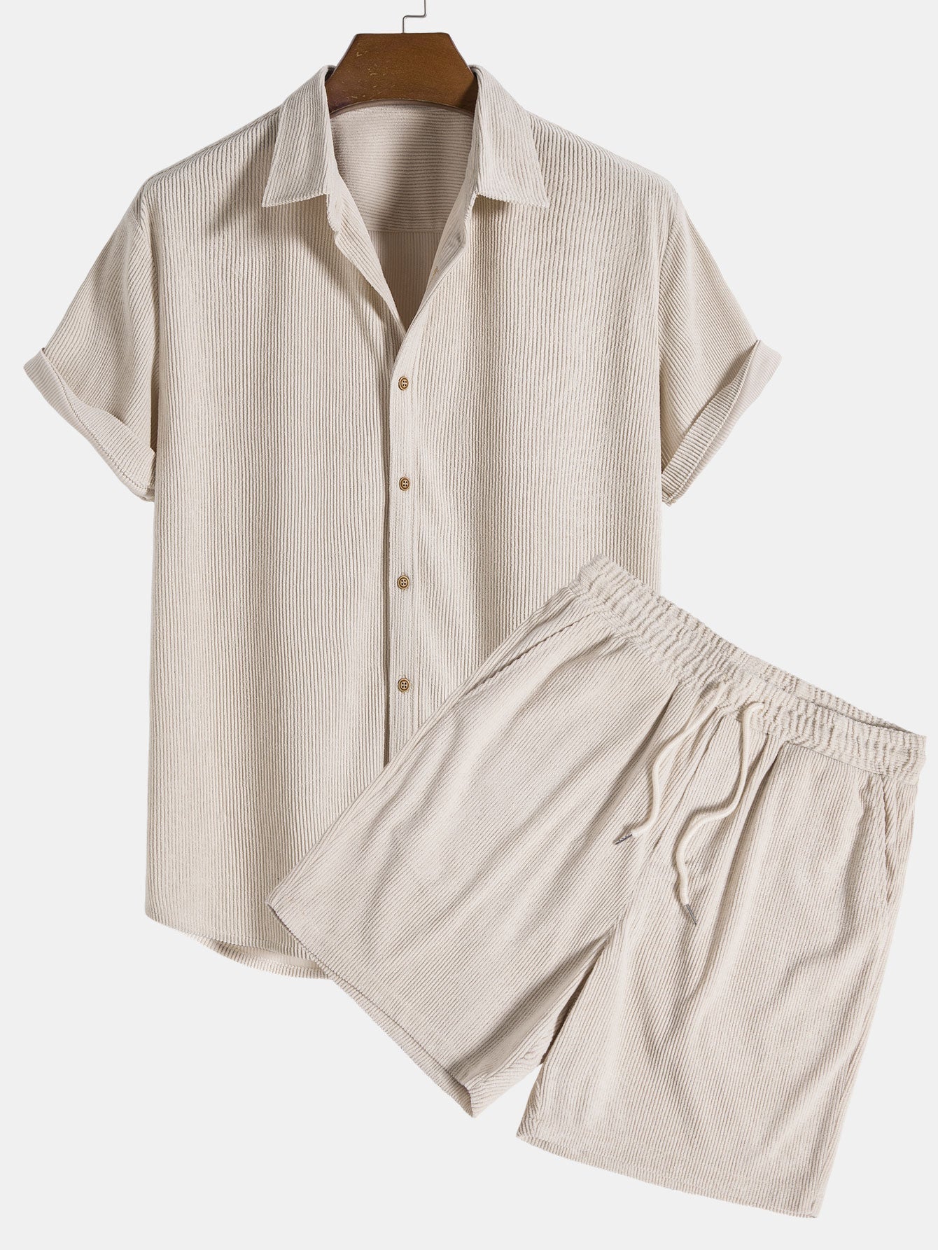 Homme | Ensemble Été Chemise et Short en Polyester-1