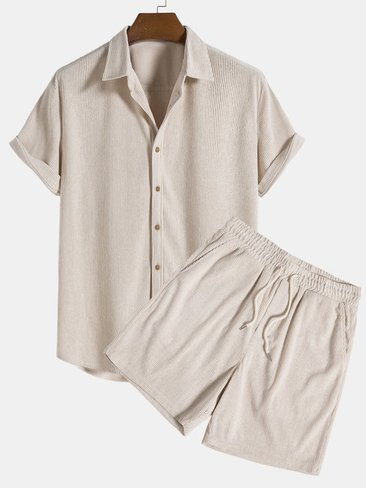 Homme | Ensemble Été Chemise et Short en Polyester-1