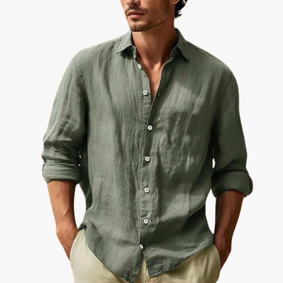 Men's Button-Down Dress Shirt with Long Sleeves 0