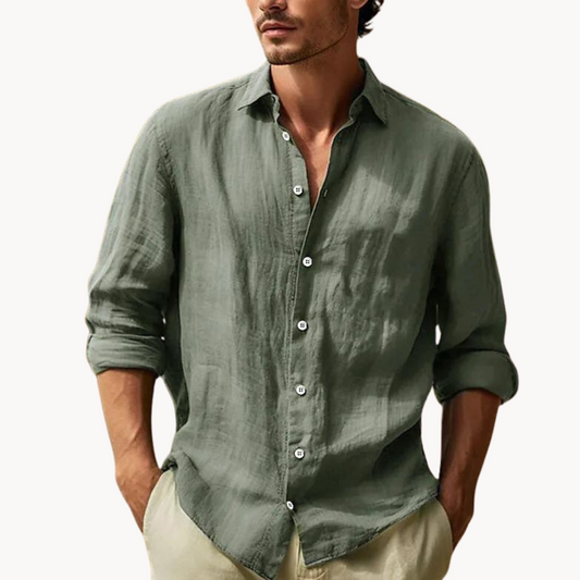 Men's Button-Down Dress Shirt with Long Sleeves 0