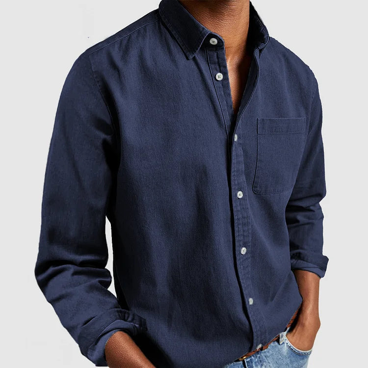 Men's Casual Denim Button-Down Shirt 0