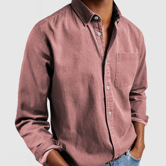 Men's Casual Denim Button-Down Shirt 1