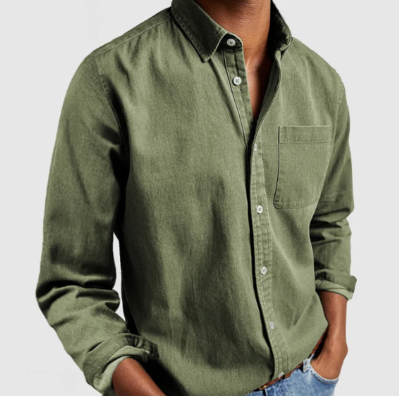 Men's Casual Denim Button-Down Shirt 5