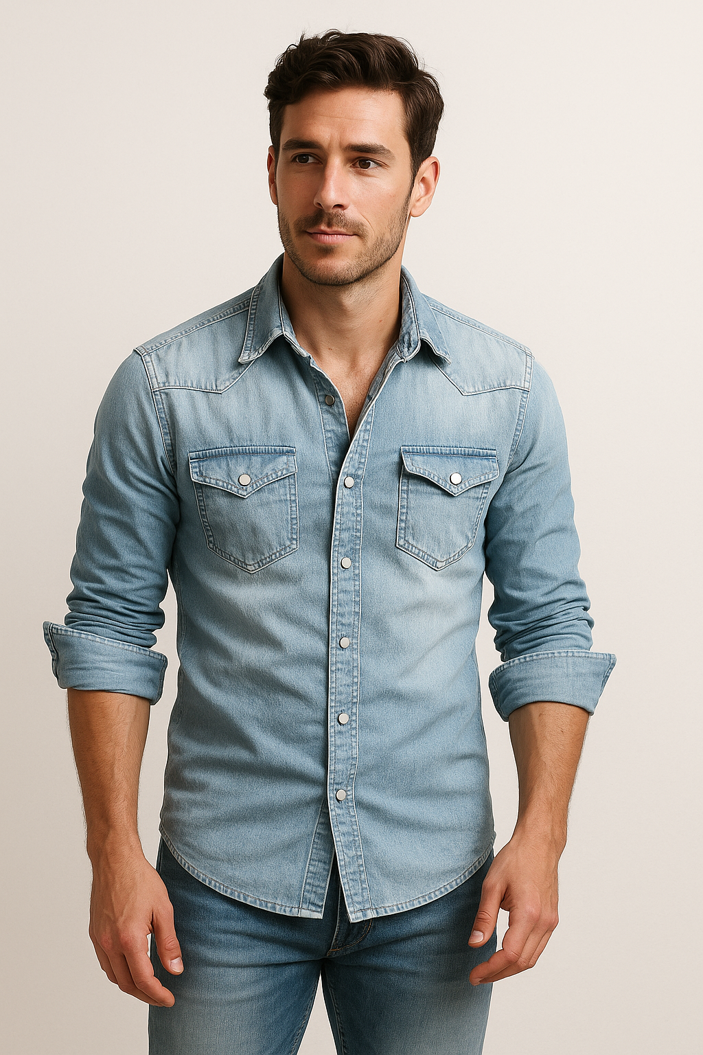 Men's Casual Denim Shirt 0
