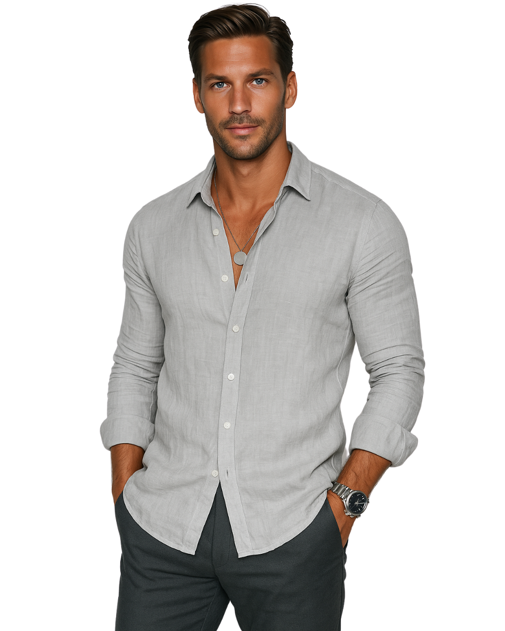 Men's Casual Linen Shirt 1