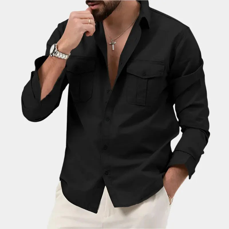 Men's Casual Long Sleeve Button-Up Shirt 1