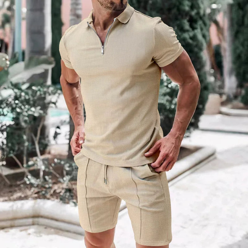Men's Casual Summer Outfit Set - Short Sleeve Top & Shorts 1