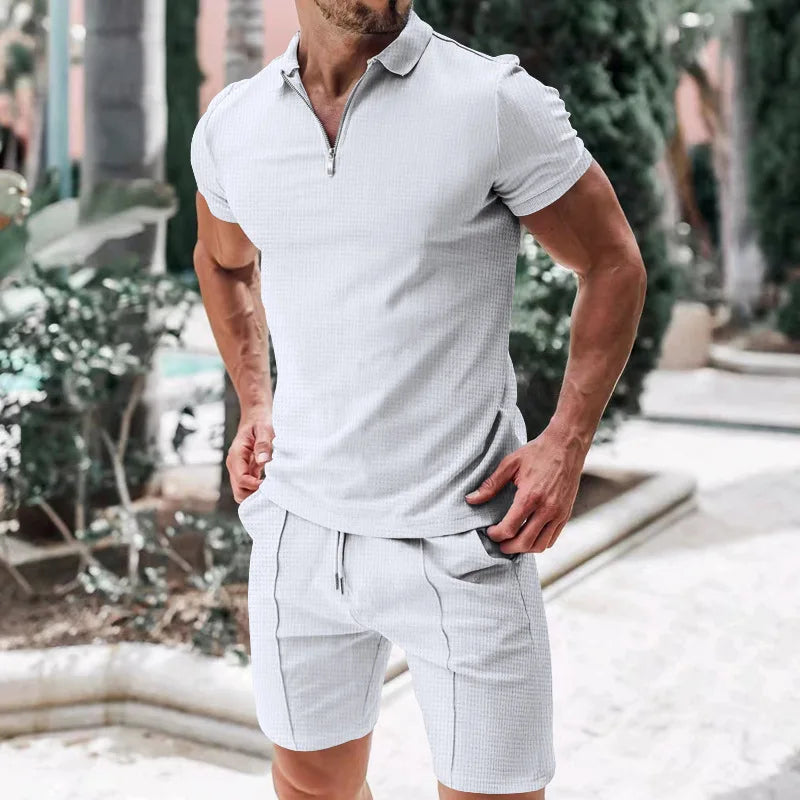 Men's Casual Summer Outfit Set - Short Sleeve Top & Shorts 3