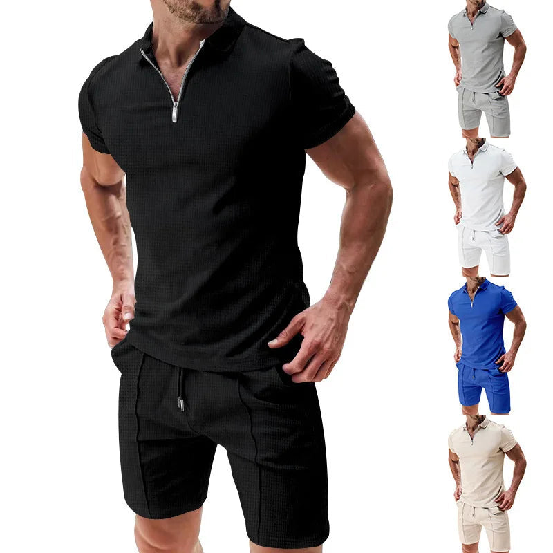 Men's Casual Summer Outfit Set - Short Sleeve Top & Shorts 5