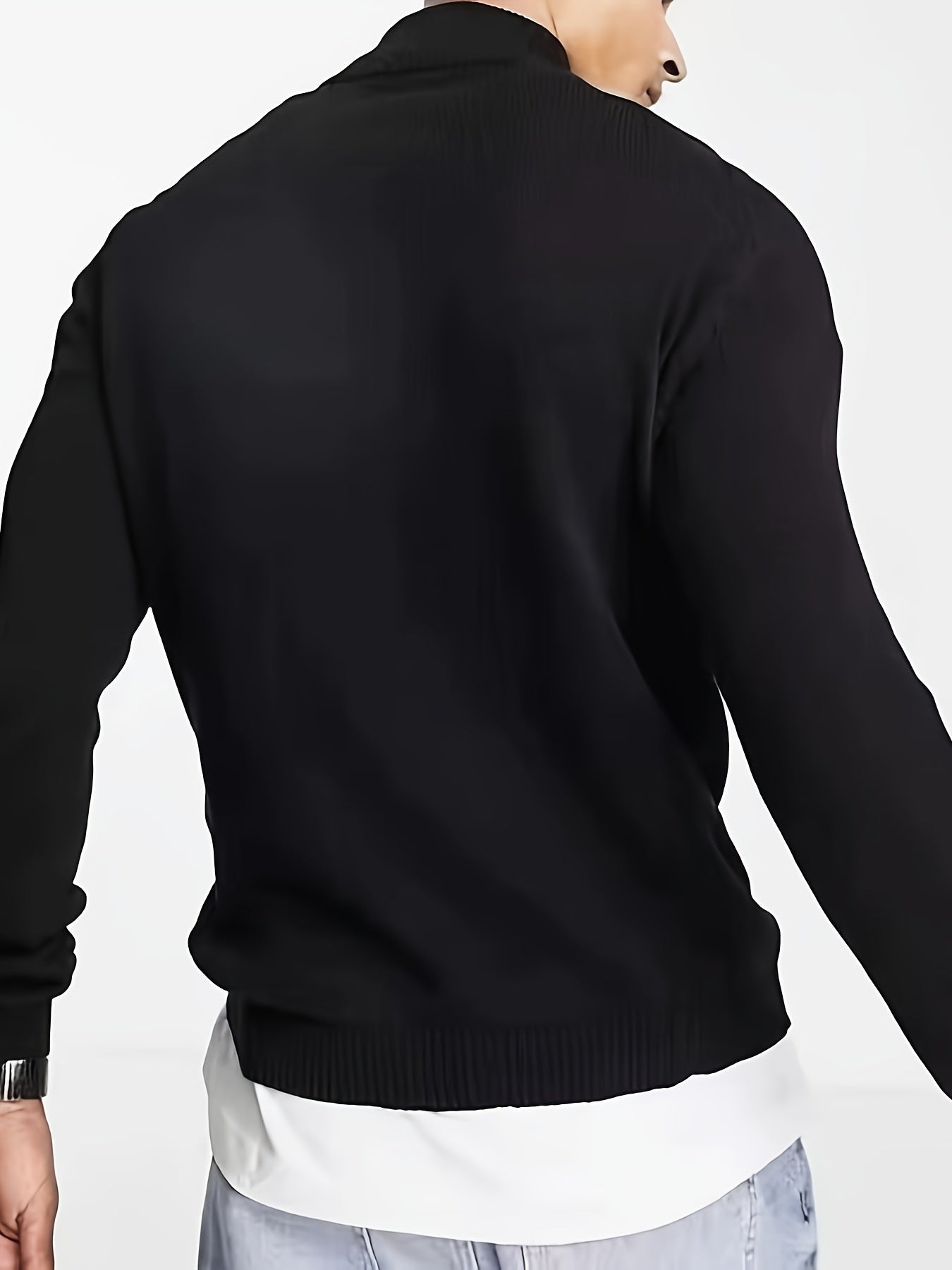 Men's Casual Sweater with Half Zip and High Collar 3