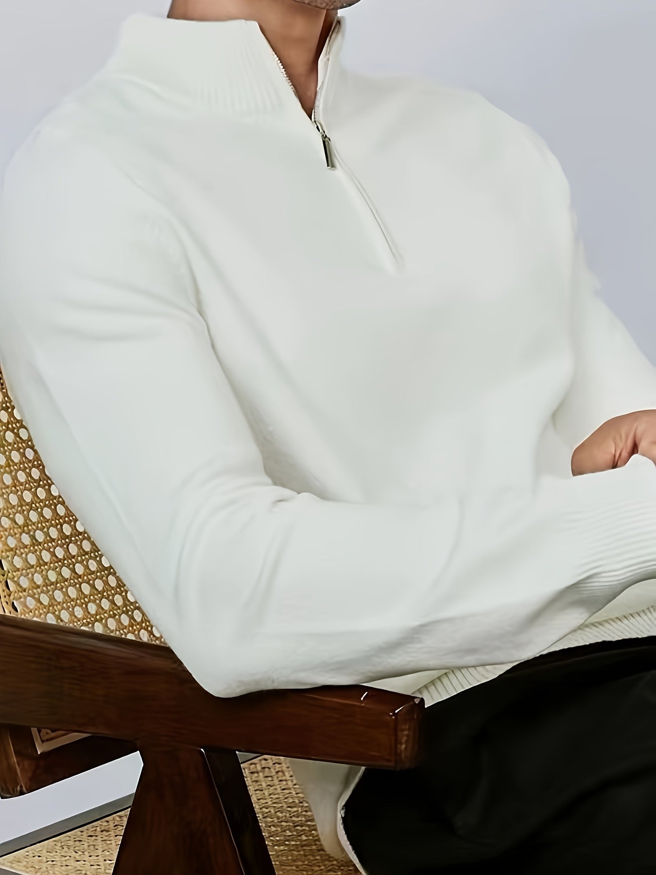 Men's Casual Sweater with Half Zip and High Collar 4