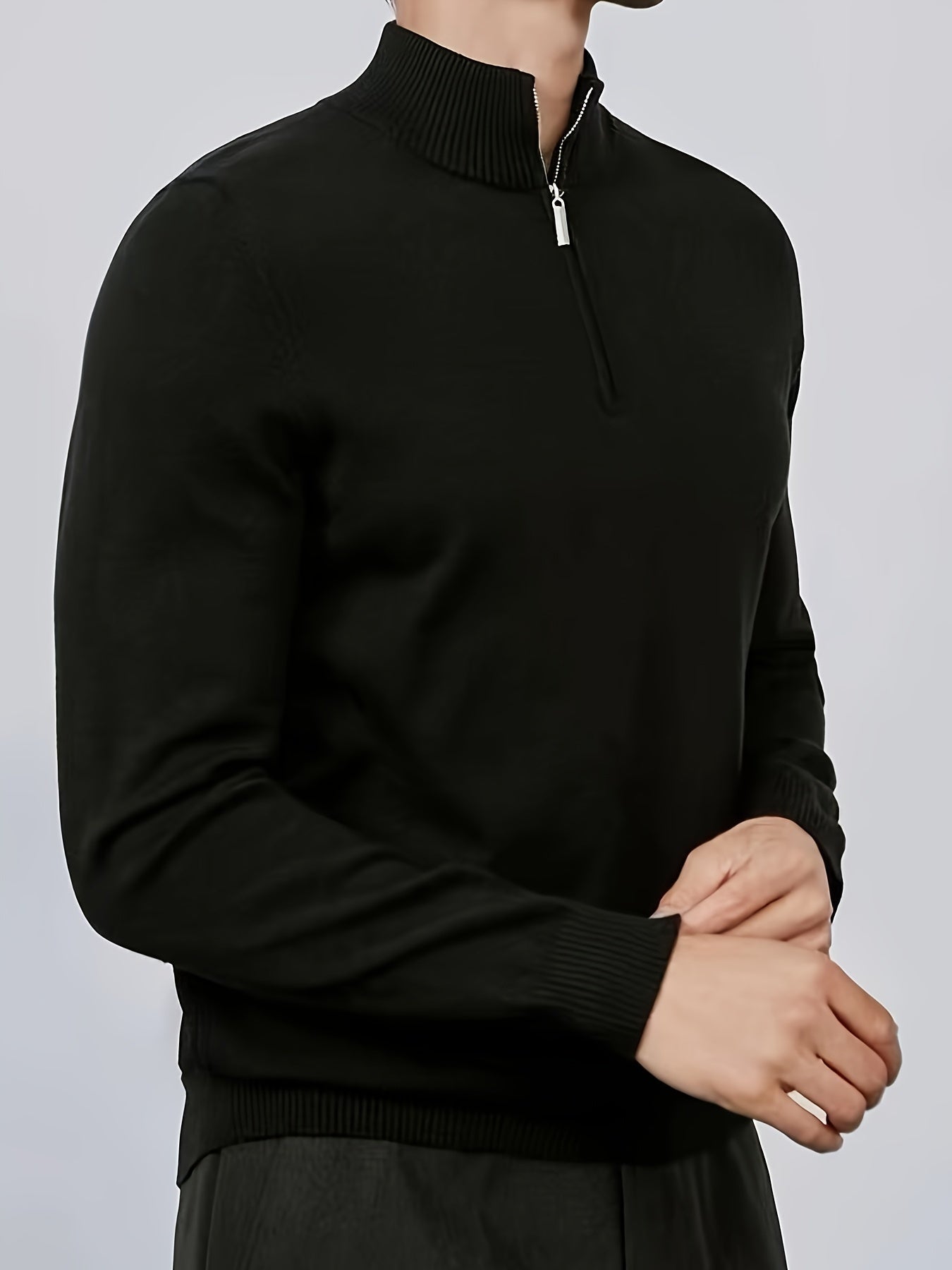 Men's Casual Sweater with Half Zip and High Collar 5