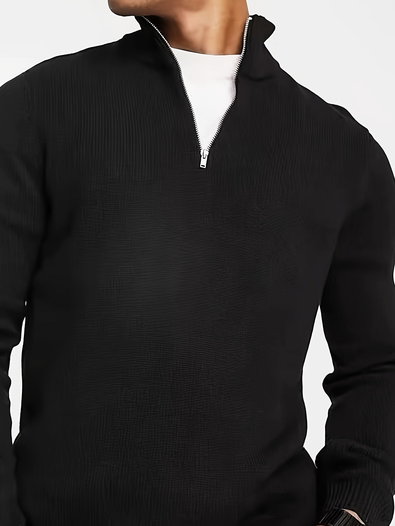 Men's Casual Sweater with Half Zip and High Collar 7