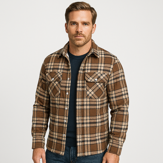 Men's Checkered Flannel Shirt with Fleece Lining 0