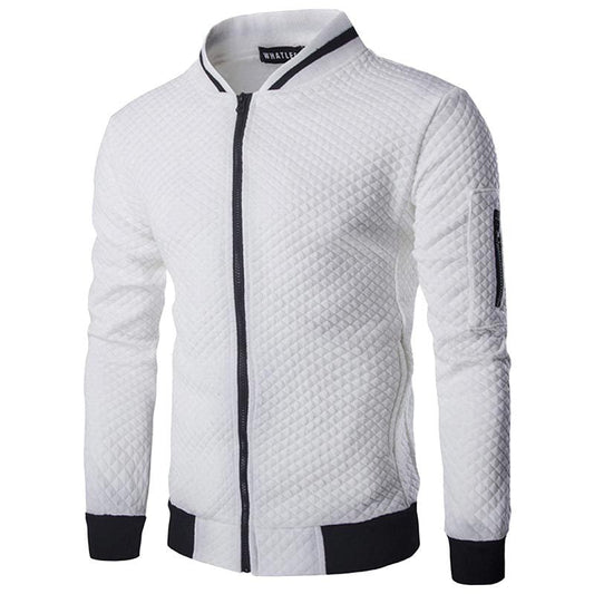 Men's Checkered Zip-Up Jacket with Stand Collar 0