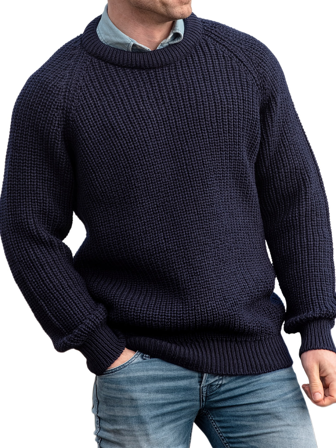 Men's Classic Knit Sweater with Round Neck 0