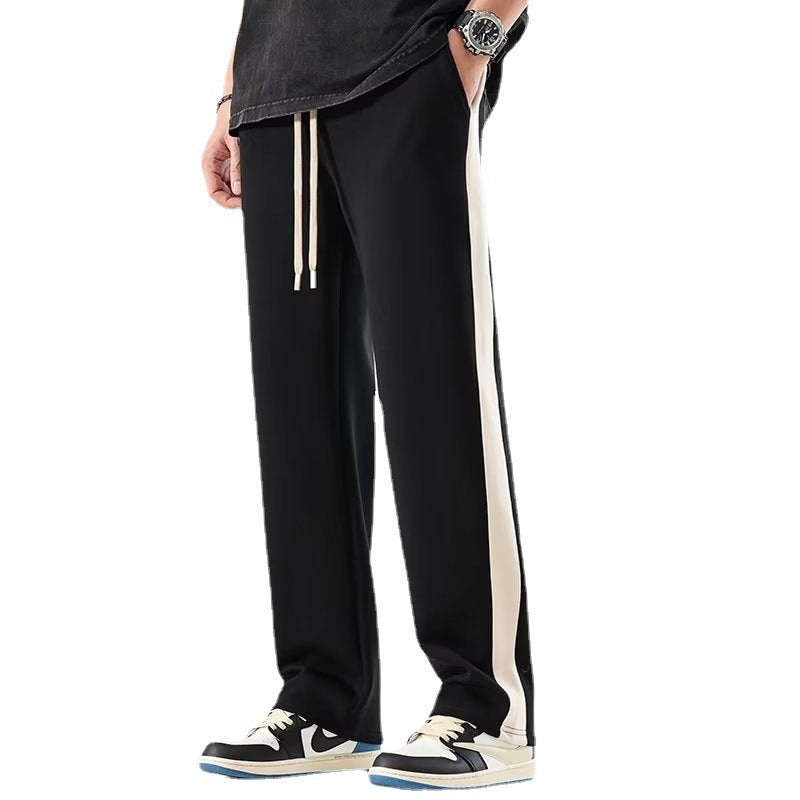 Men's Color Block Wide Trousers - Relaxed Fit Casual Pants 3