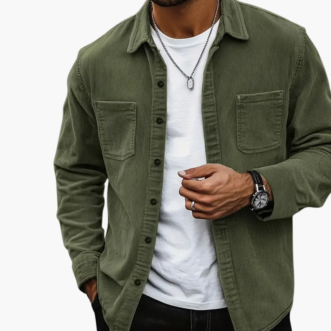 Men's Cord Jacket with Button Closure 1