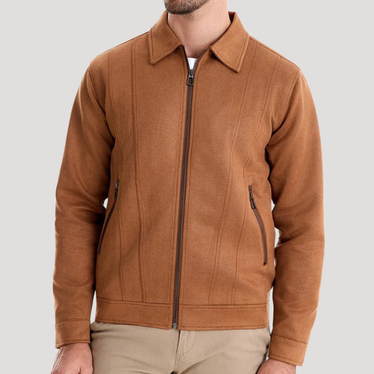 Men's Faux Suede Bomber Jacket 0