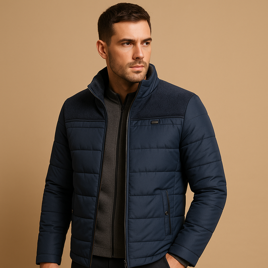 Men's Fleece Jacket with Raised Collar for Warmth and Comfort 0