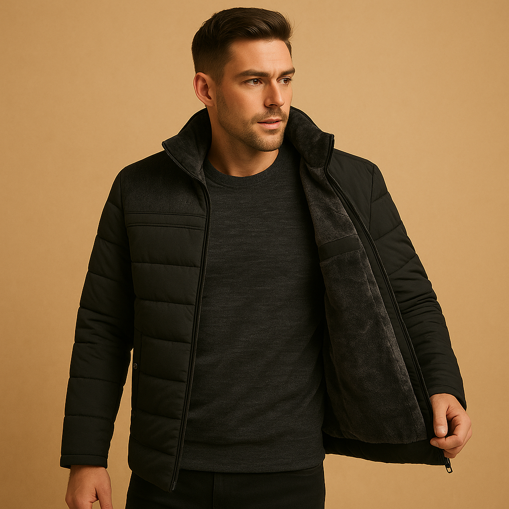 Men's Fleece Jacket with Raised Collar for Warmth and Comfort 2