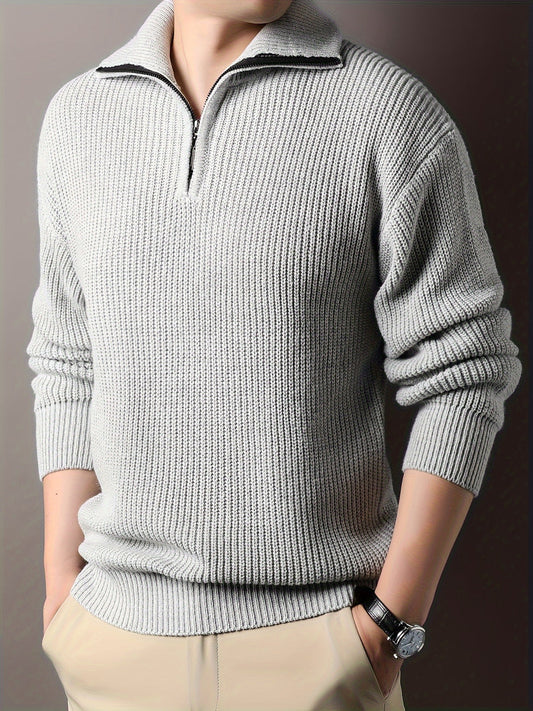 Men's Half-Zip Knit Sweater for Stylish Winter Look 0