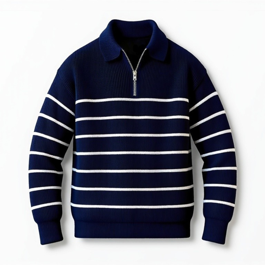 Men's Half-Zip Striped Jumper 0