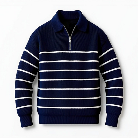 Men's Half-Zip Striped Jumper 0