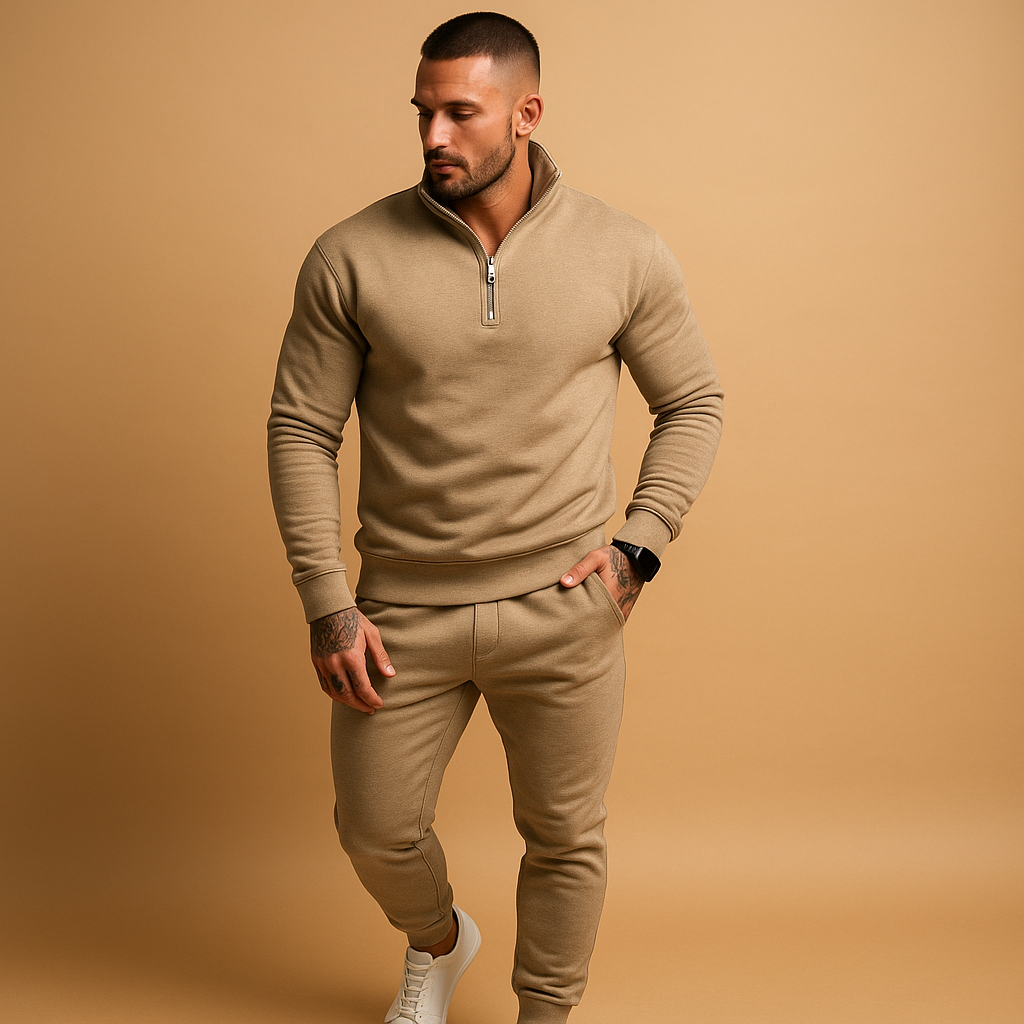 Men's Half-Zip Sweatshirt and Jogging Pants Set 0
