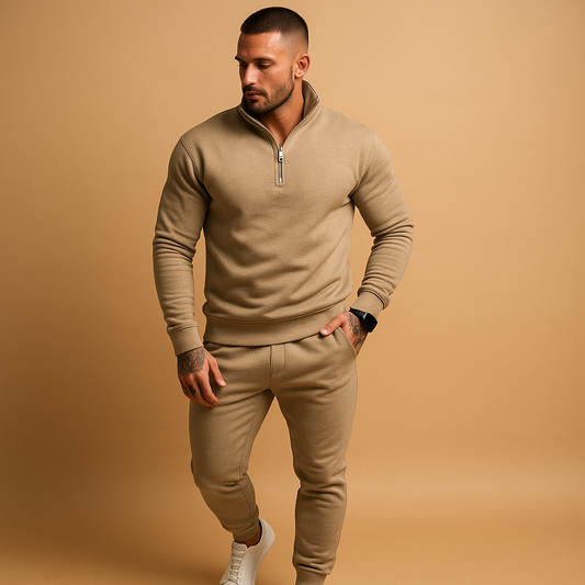 Men's Half-Zip Sweatshirt and Jogging Pants Set 0