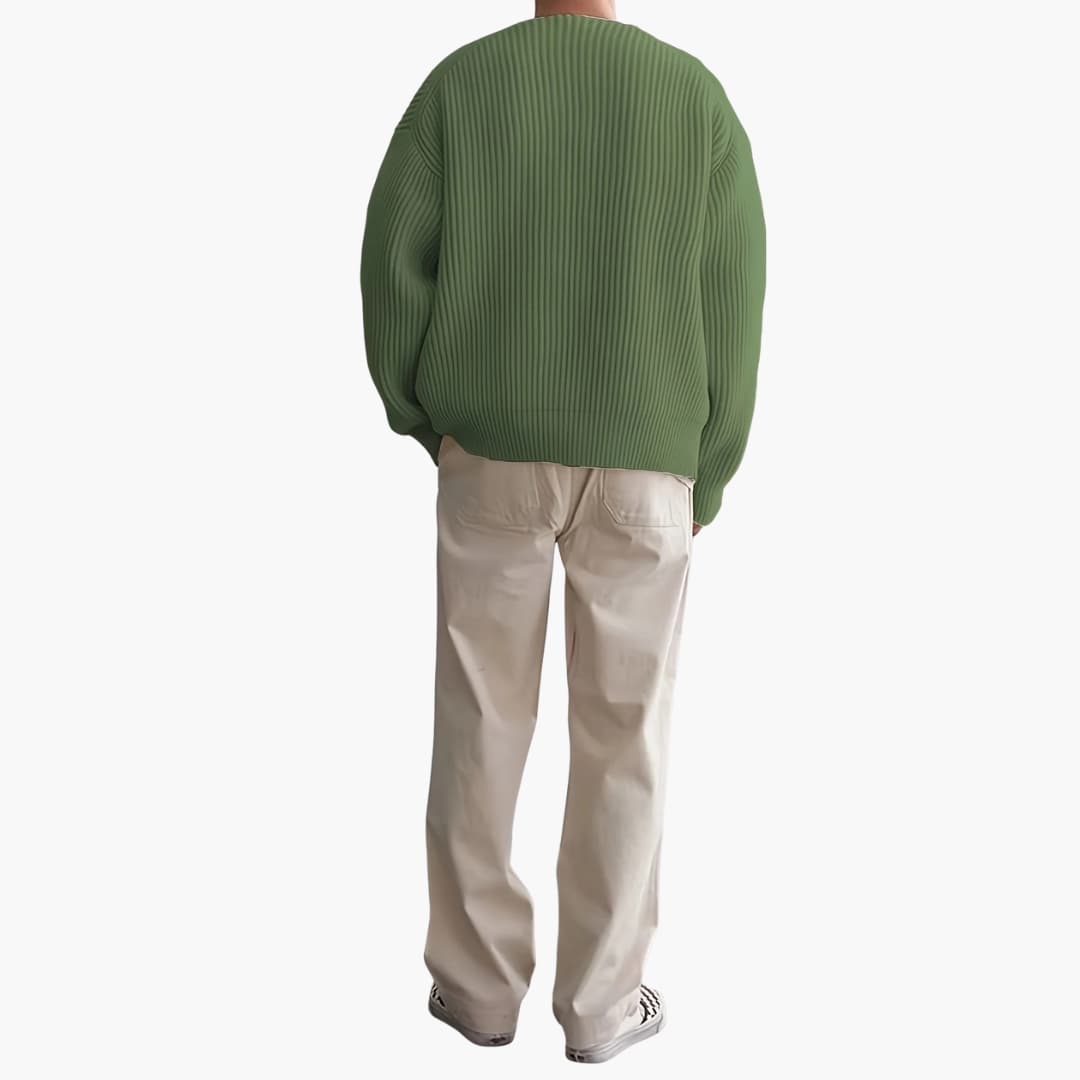 Men's Half Zip Striped Sweater with Long Sleeves 2