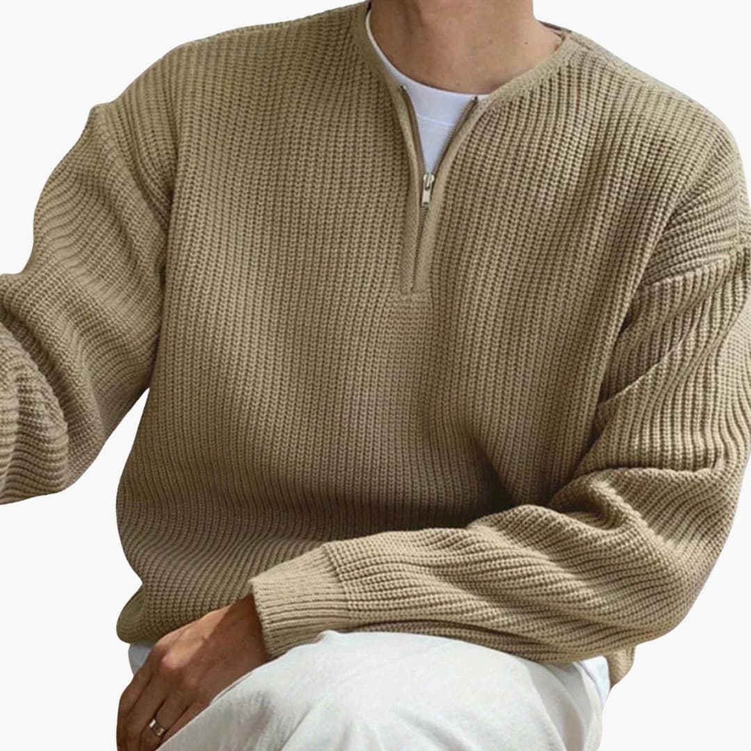 Men's Half Zip Striped Sweater with Long Sleeves 3