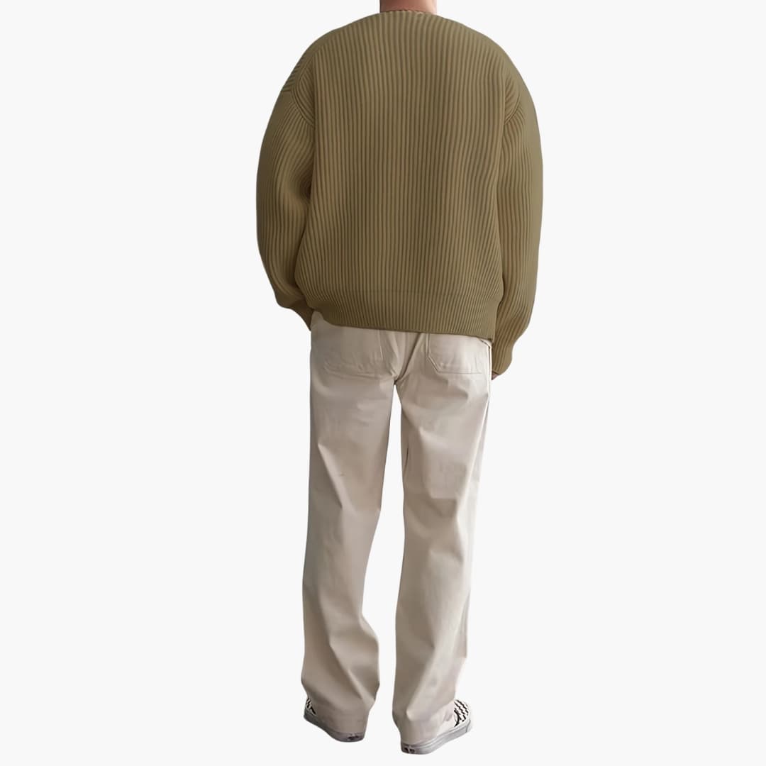 Men's Half Zip Striped Sweater with Long Sleeves 5