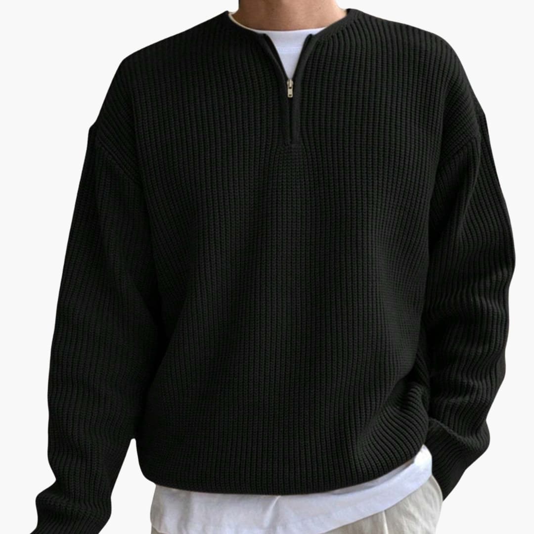 Men's Half Zip Striped Sweater with Long Sleeves 6