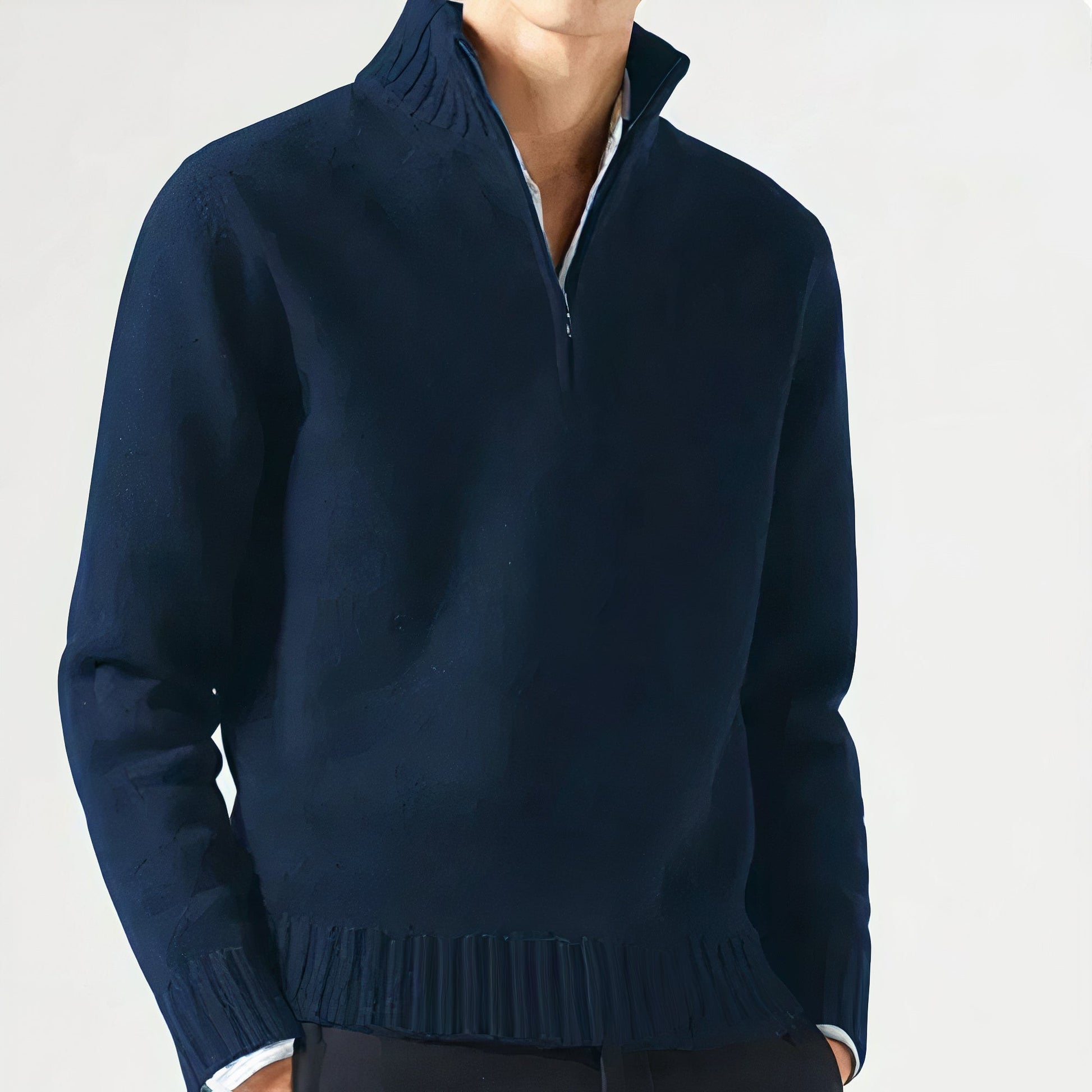 Men's Half Zip Sweater - Casual Warm Knit for Winter