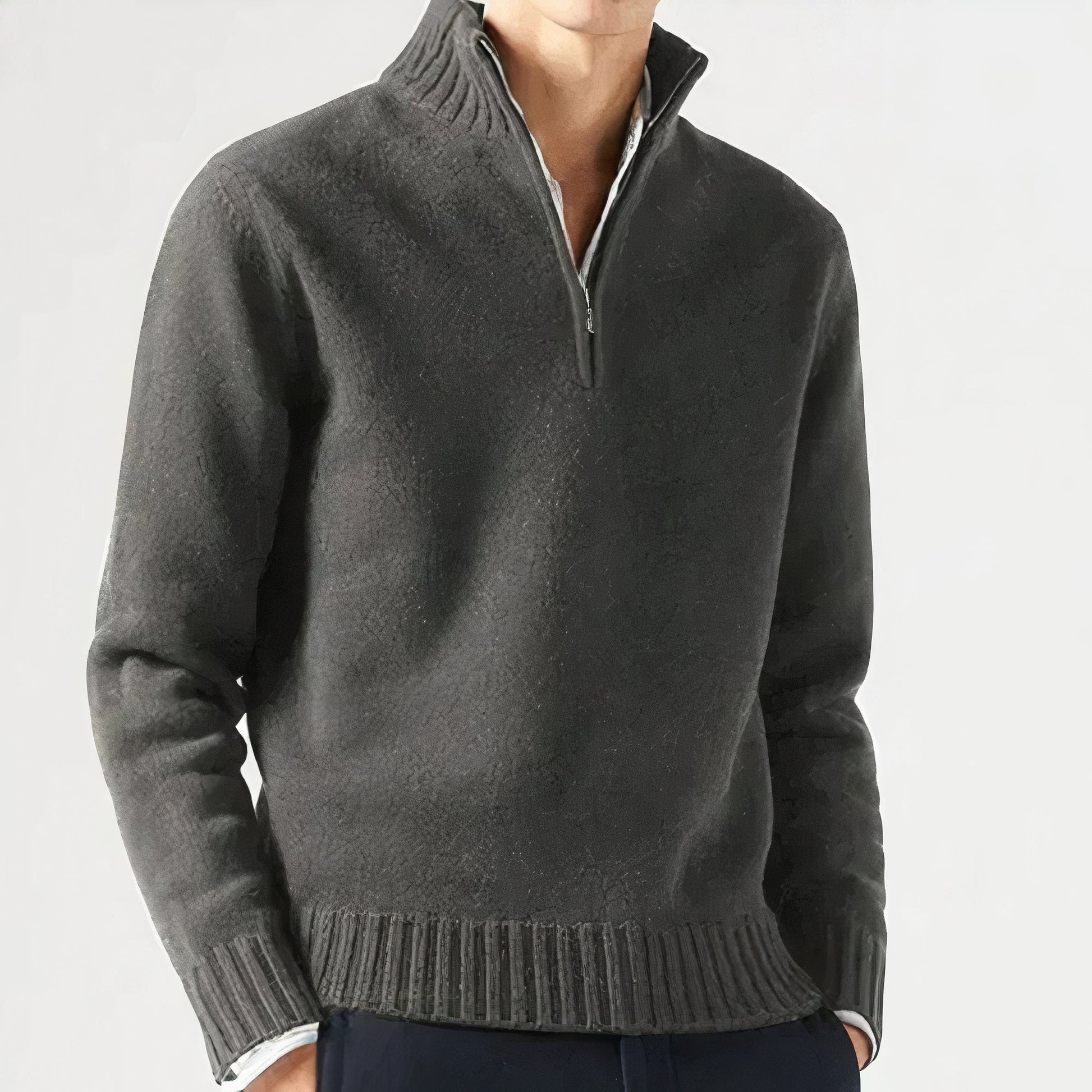 Men's Half Zip Sweater - Casual Warm Knit for Winter