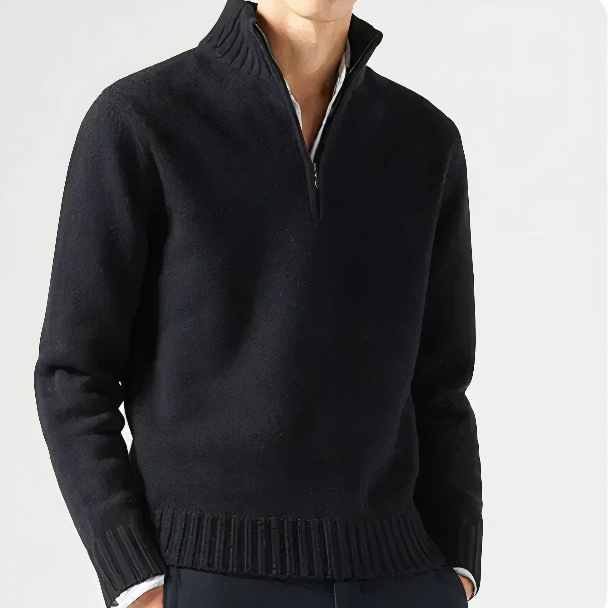 Men's Half Zip Sweater - Casual Warm Knit for Winter