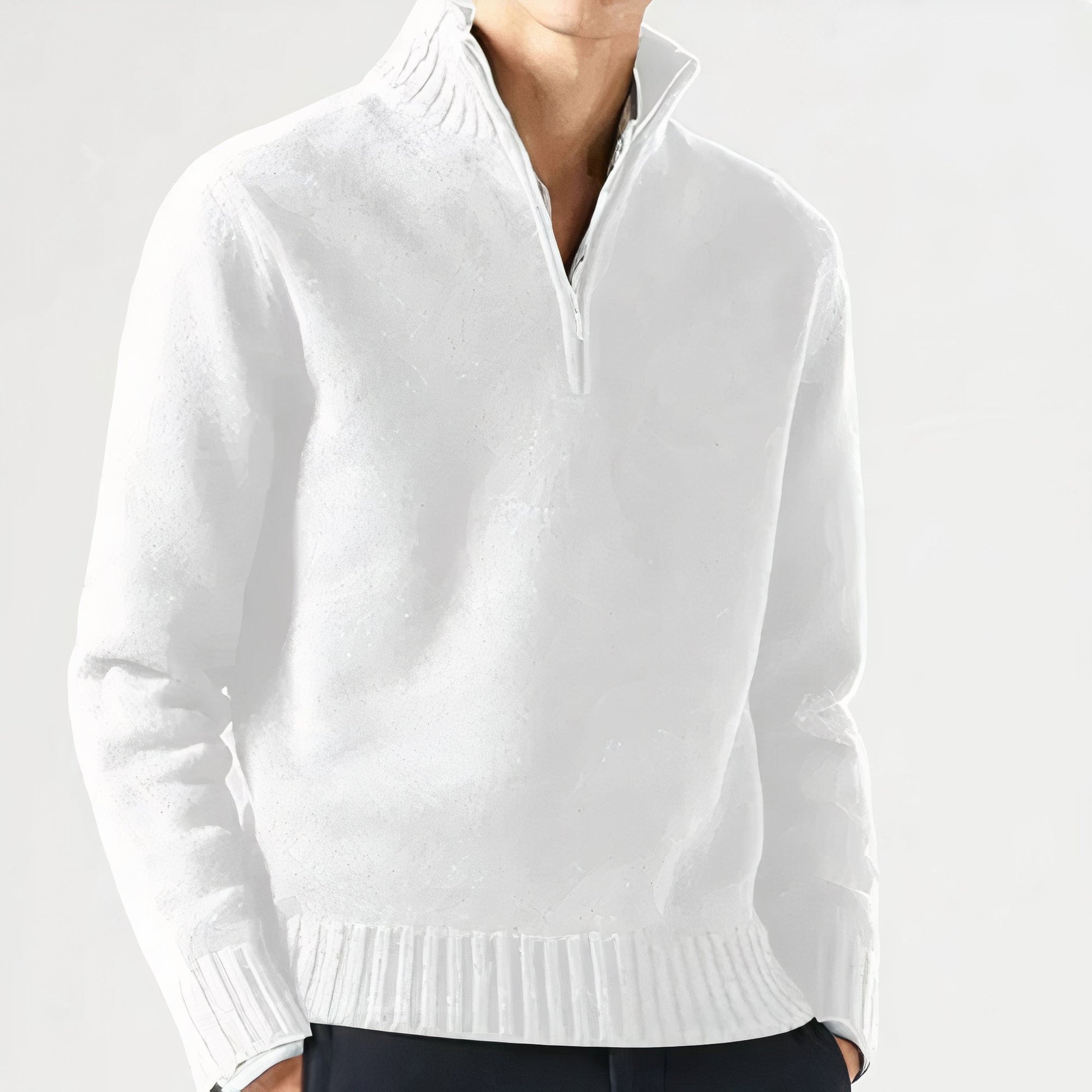 Men's Half Zip Sweater - Casual Warm Knit for Winter