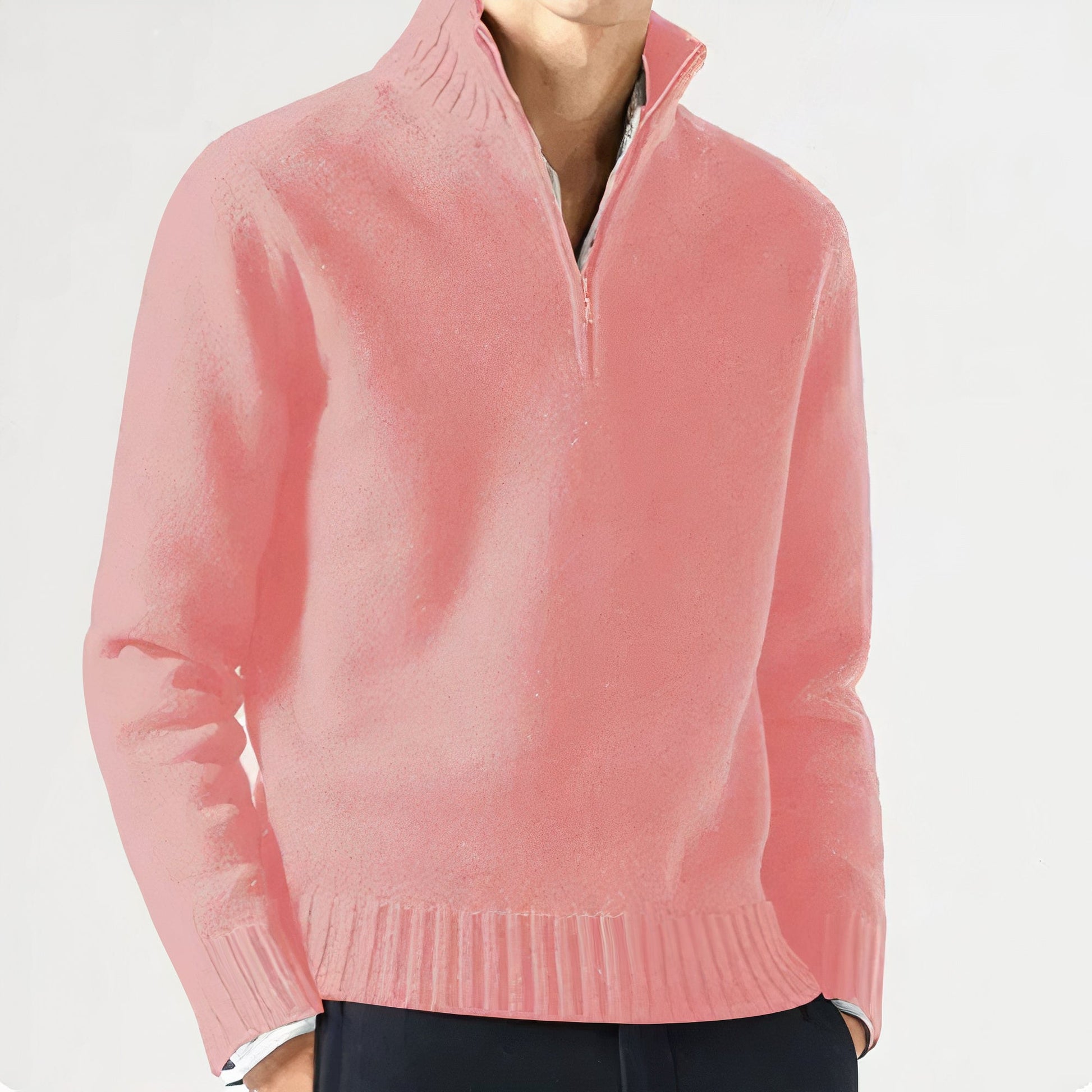 Men's Half Zip Sweater - Casual Warm Knit for Winter