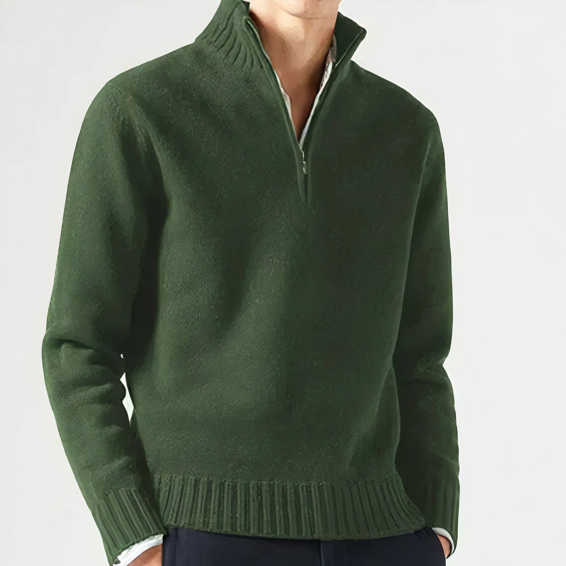 Men's Half Zip Sweater - Casual Warm Knit for Winter
