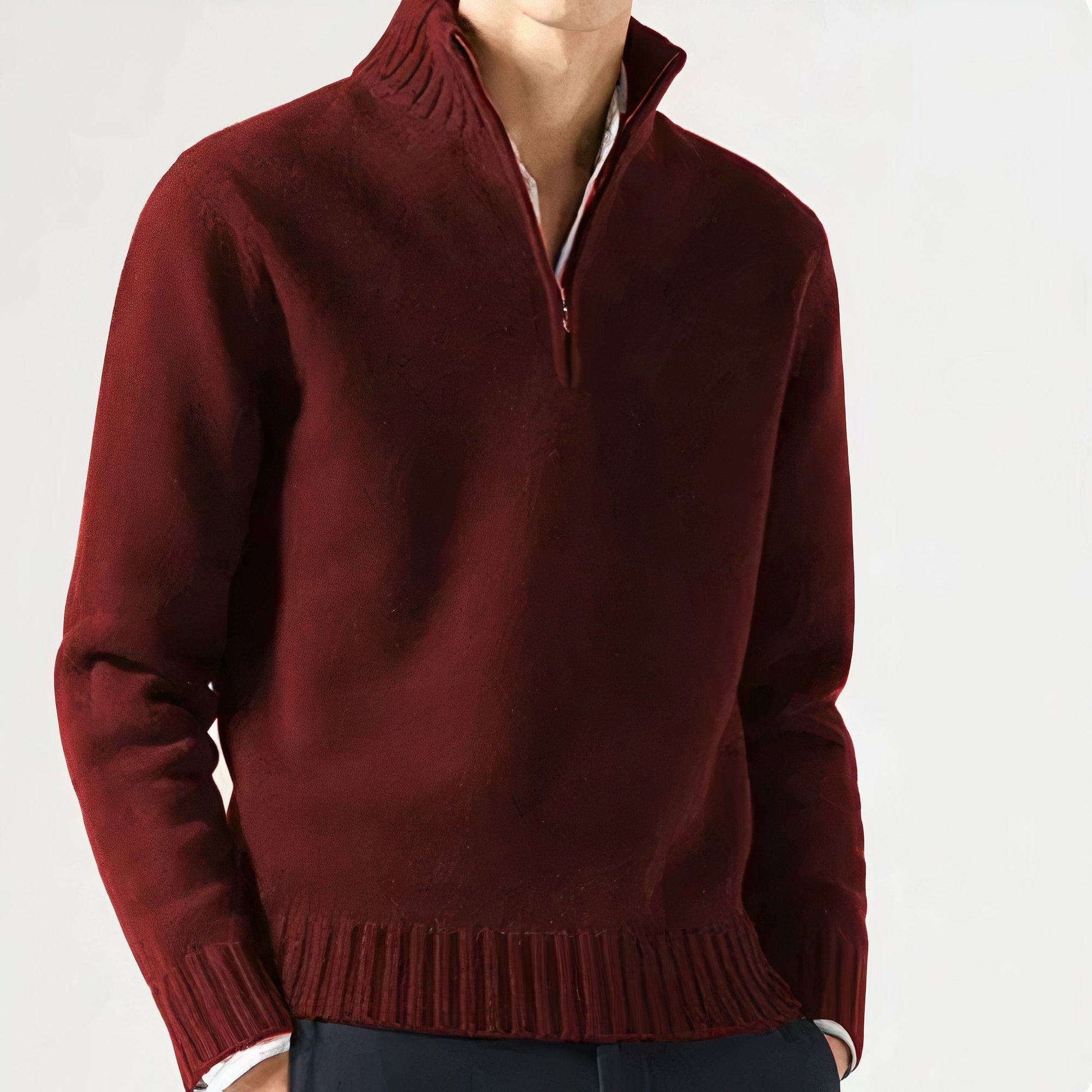 Men's Half Zip Sweater - Casual Warm Knit for Winter