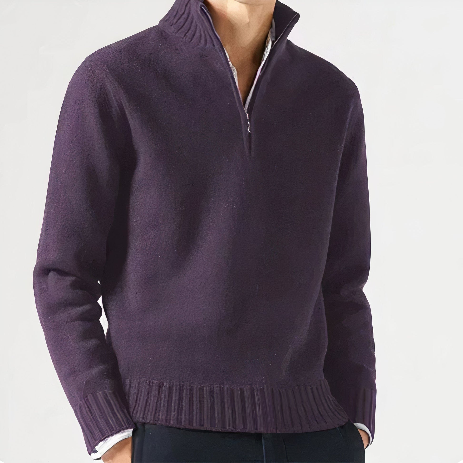 Men's Half Zip Sweater - Casual Warm Knit for Winter