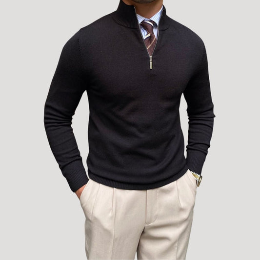 Men's Half Zip Sweater - Knitted Relaxed Fit for Winter 0