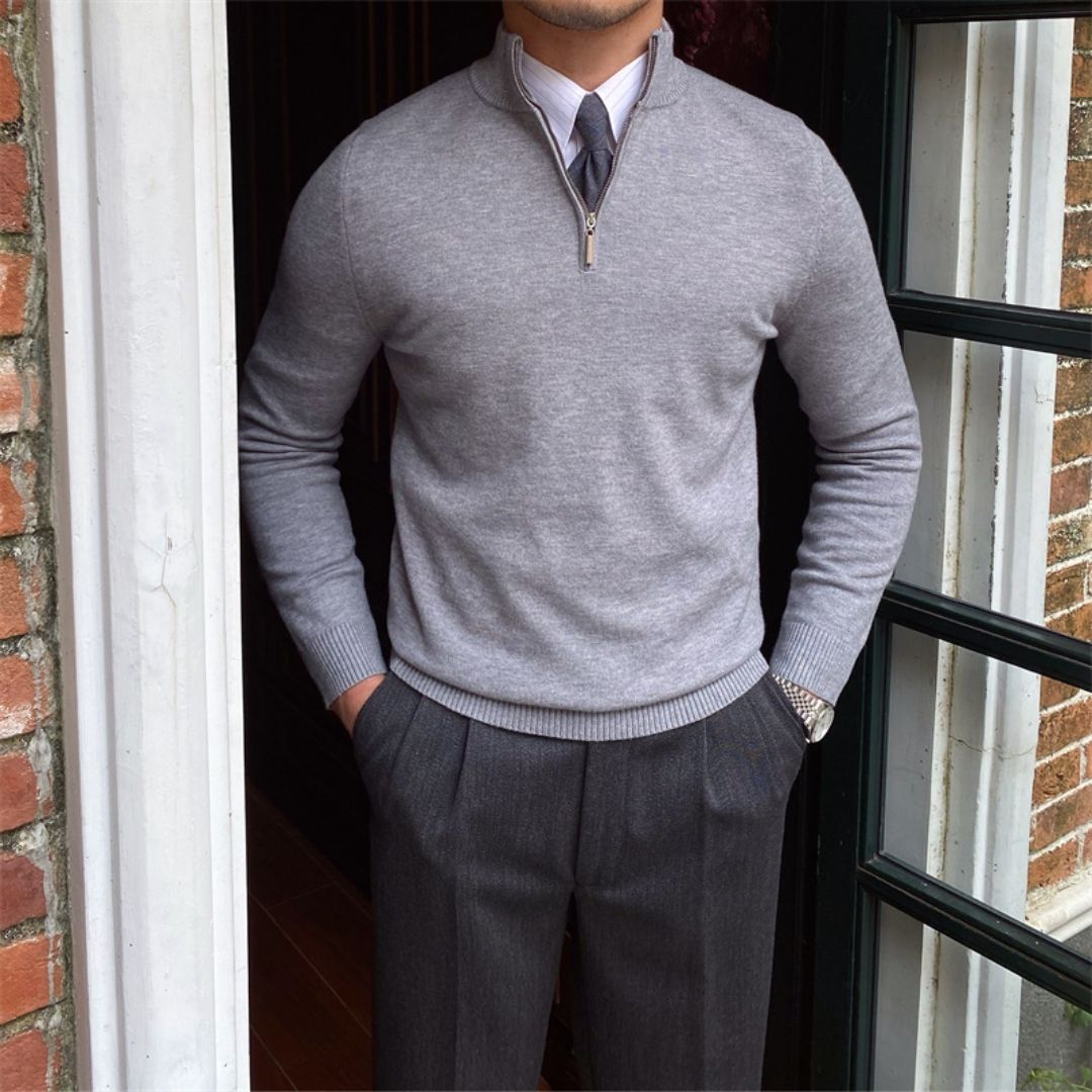 Men's Half Zip Sweater - Knitted Relaxed Fit for Winter 3