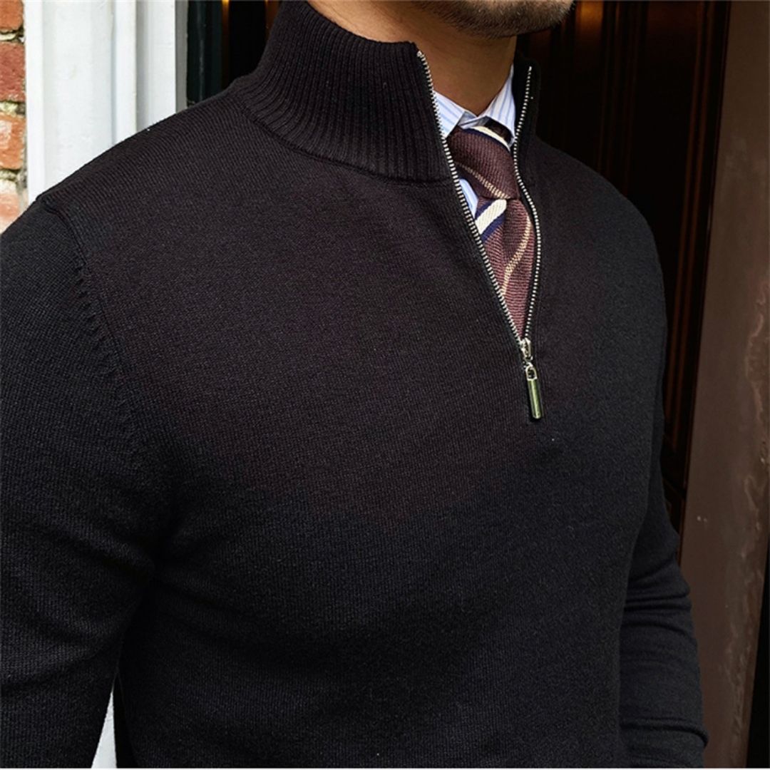 Men's Half Zip Sweater - Knitted Relaxed Fit for Winter 6