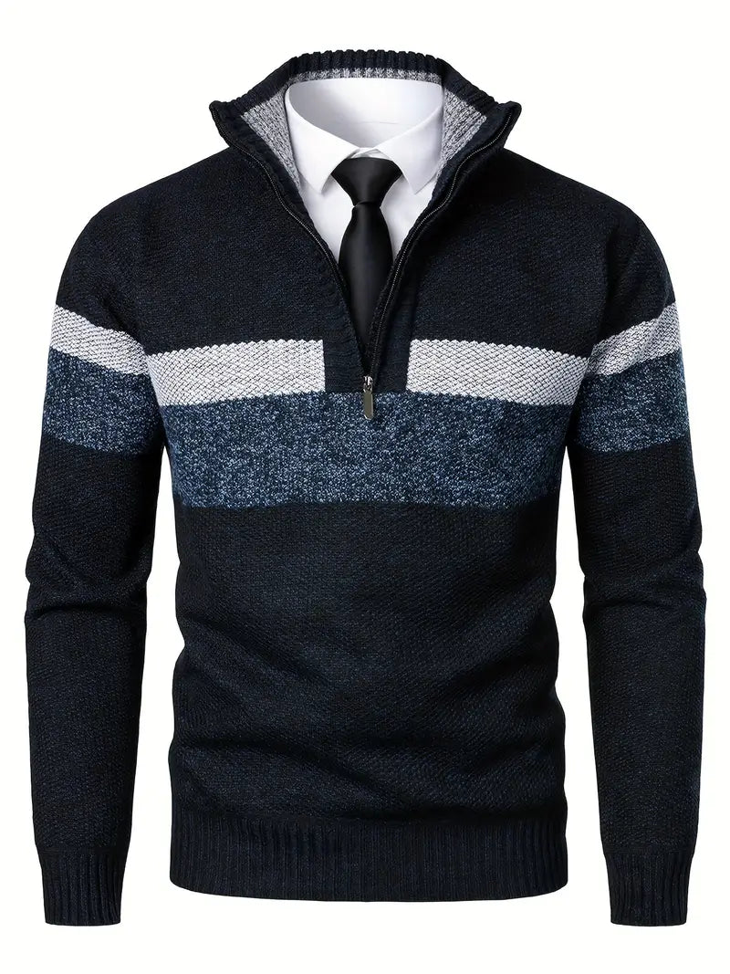 Men's Half Zip Sweater - Modern Knitted Design 0