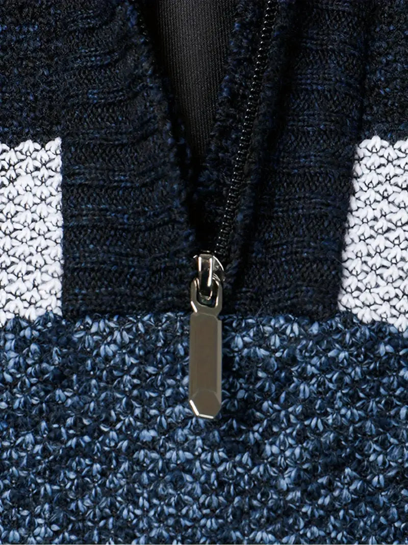 Men's Half Zip Sweater - Modern Knitted Design 2